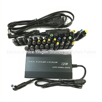 Încărcător universal de 120W pentru casă și mașină, cu 34 interfețe pentru adaptoare, ieșire 12-24V, 5A, intrare 12-240V AC/DC