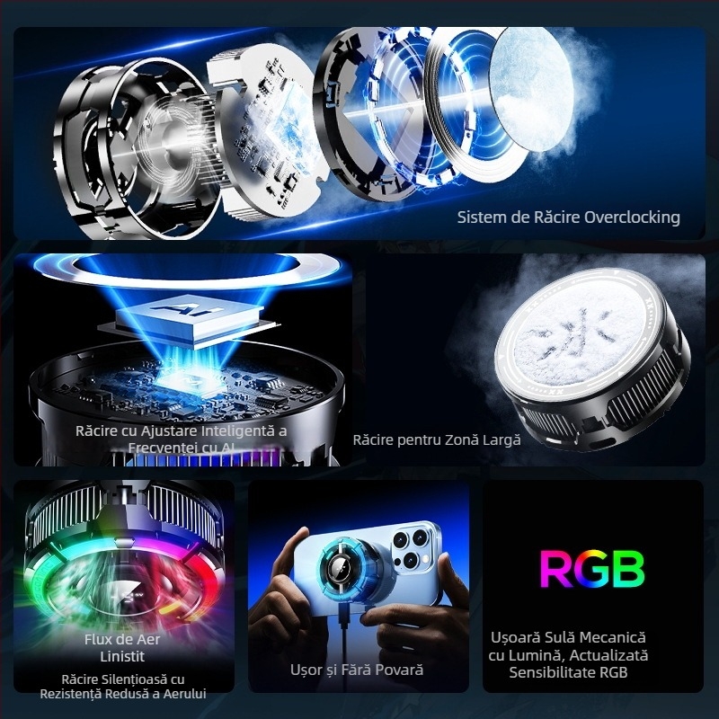 MEMO CX15 răcitor pentru telefon cu clips magnetic posterior AI, răcire semiconductoară — 5V/3A, Type-C, ABS+metal, 82.5 g