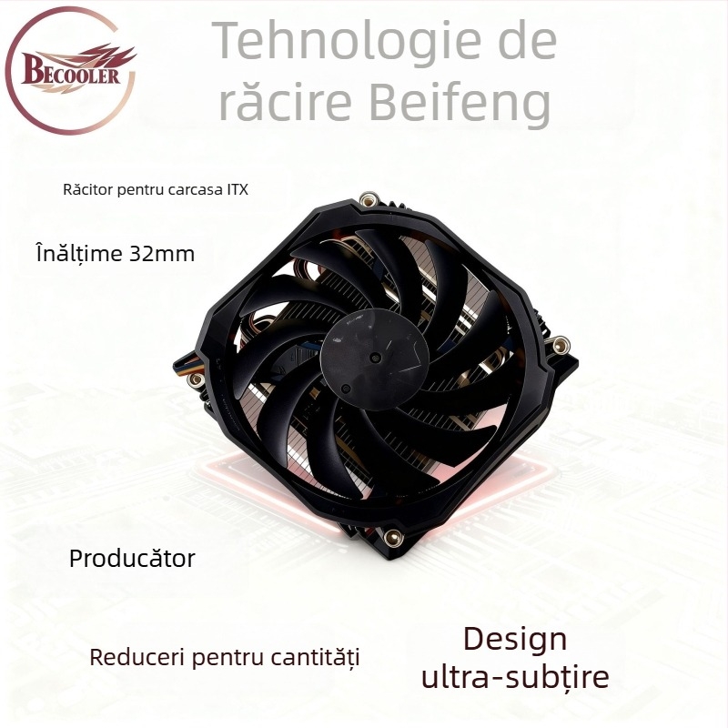 Cooler CPU pentru carcasă ITX/MATX, cu 4 țevi din cupru, compatibil DDR5, socketuri LGA1700/1366/115x