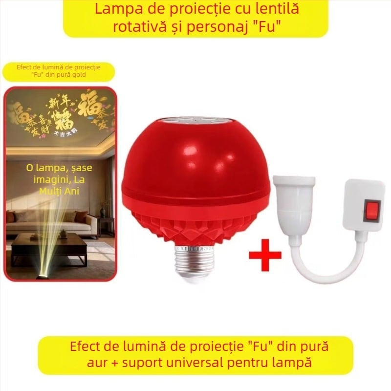 Lampa de proiecție rotativă cu cap E27, modelul 9008, 220V, IP42