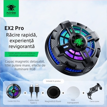 EX2 PRO răcitor pentru telefonul mobil cu clips magnetic pe spate și ventilator, universal, interfață Type-C, metal, 170 g, 10 W