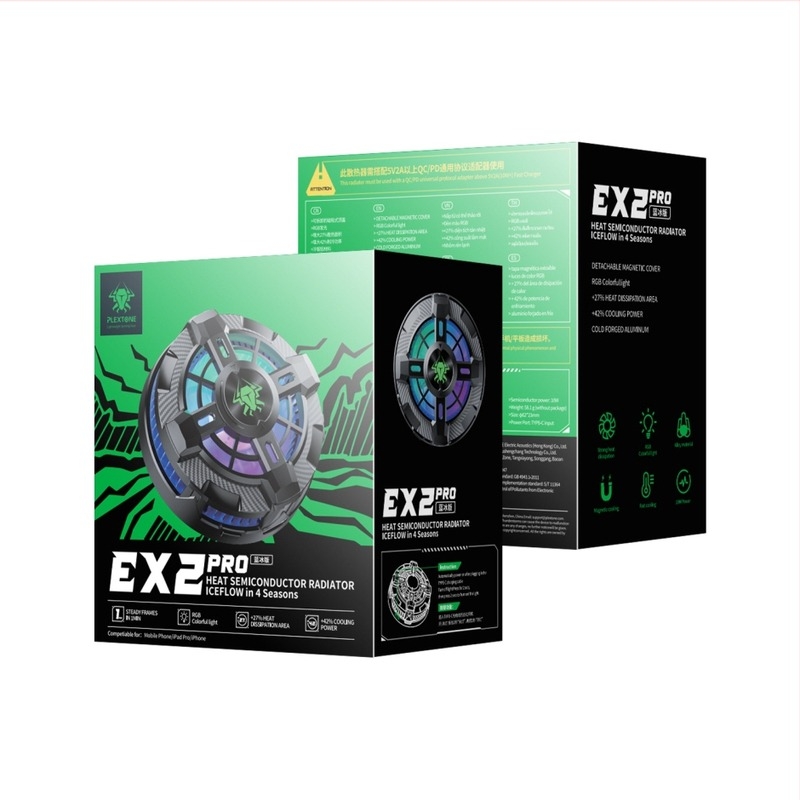 EX2 PRO răcitor pentru telefonul mobil cu clips magnetic pe spate și ventilator, universal, interfață Type-C, metal, 170 g, 10 W