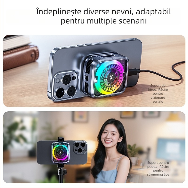 Răcitor pentru telefon mobil cu răcire pe bază de semiconductori, 15W, Type-C, PC + aliaj de aluminiu, 75 g, Future department