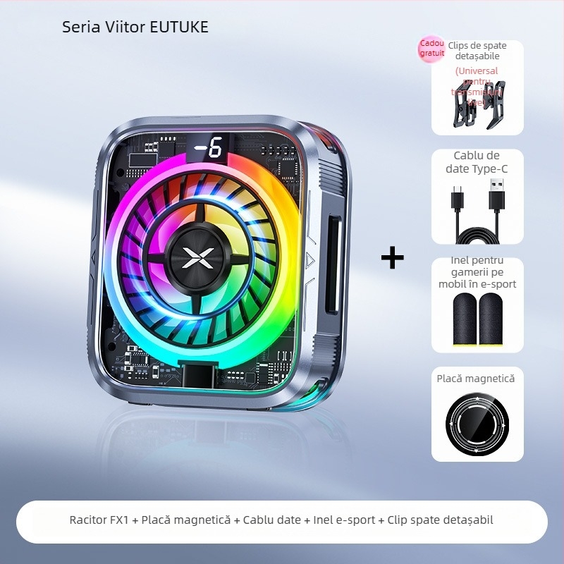 Răcitor pentru telefon mobil cu răcire pe bază de semiconductori, 15W, Type-C, PC + aliaj de aluminiu, 75 g, Future department