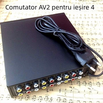 Comutator audio-video 2 intrări, 4 ieșiri, cu conectori RCA (480P, compatibil cu iOS, gestionarea energiei)