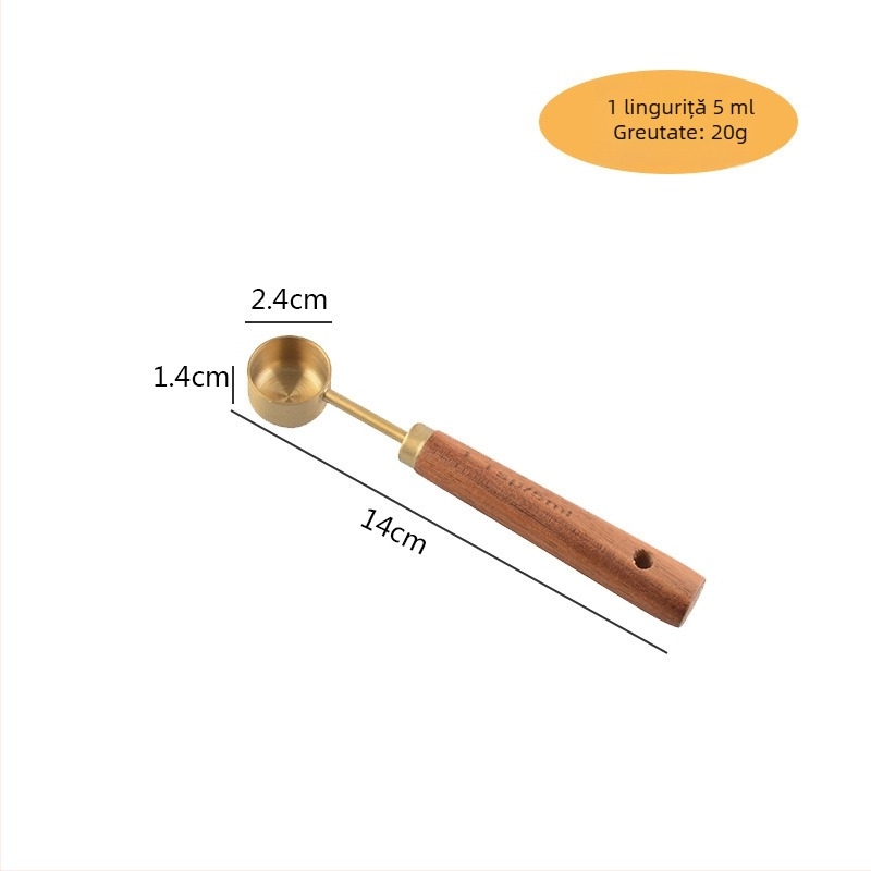 Set de măsurători din oțel inoxidabil, cu mâner din lemn de acacie, opt piese, stil european pentru coacere