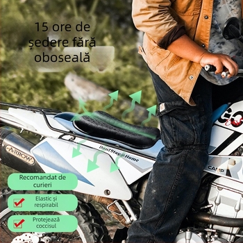Husă de șa pentru motocicletă din gel - structură 3D fagure, izolație termică de vară și respirabilă, Model 130+232, construcție multistrat: plasă cu uscare rapidă, spumă impermeabilă, gel cu elasticitate înaltă, țesătură respirabilă antiadăpare