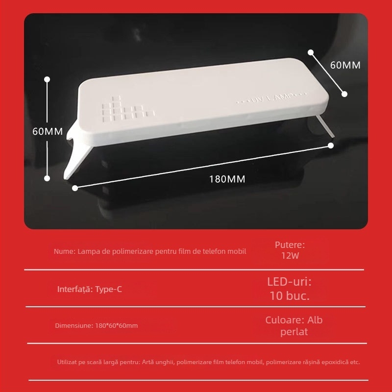 Lampă UV pentru uscare telefoane, model XX-UV-15, OEM, greutate netă 106 g, fără etichetă privată licențiată