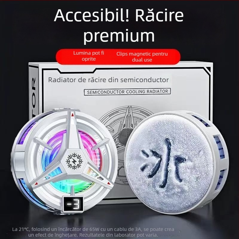 Răcitor pentru telefon cu afișaj digital, clips magnetic pe spate, răcire cu semiconductori, interfață Type-C, carcasă din aliaj