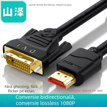 Cablu adaptor HDMI către DVI, bidirecțional, conductori din cupru, contacte placate cu aur, model DH-8015