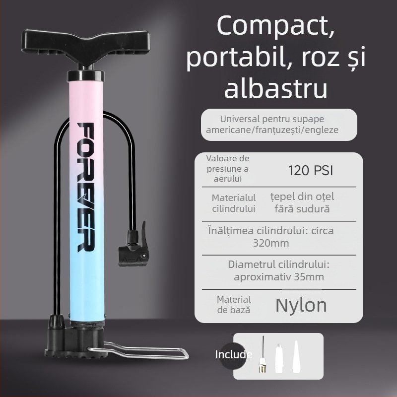 Pompa manuală de umflat pentru bicicletă și baschet – utilizare casnică, compatibilitate universală