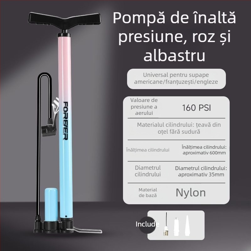 Pompa manuală de umflat pentru bicicletă și baschet – utilizare casnică, compatibilitate universală