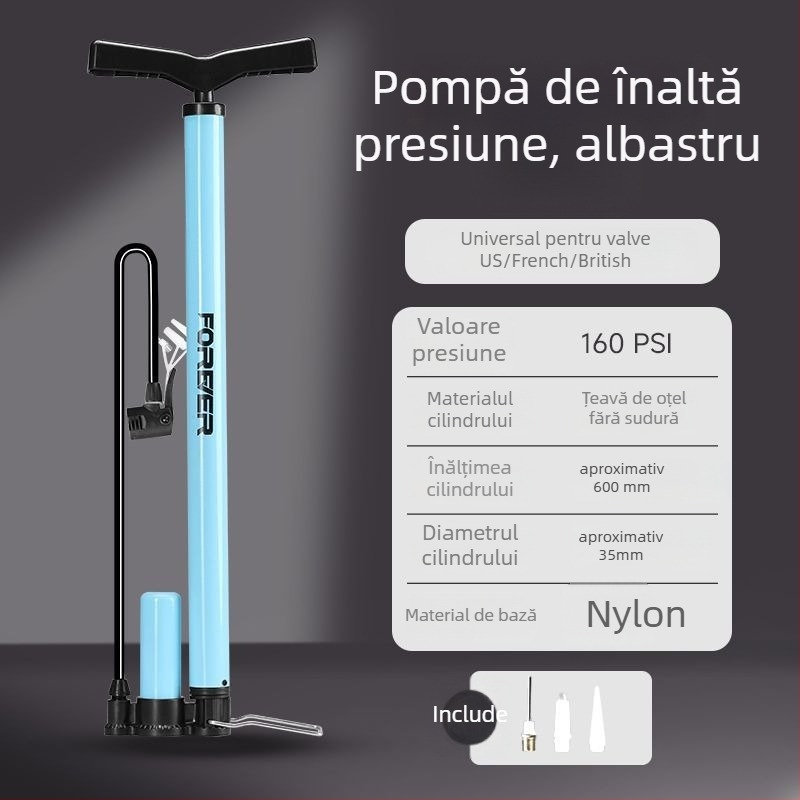 Pompa manuală de umflat pentru bicicletă și baschet – utilizare casnică, compatibilitate universală