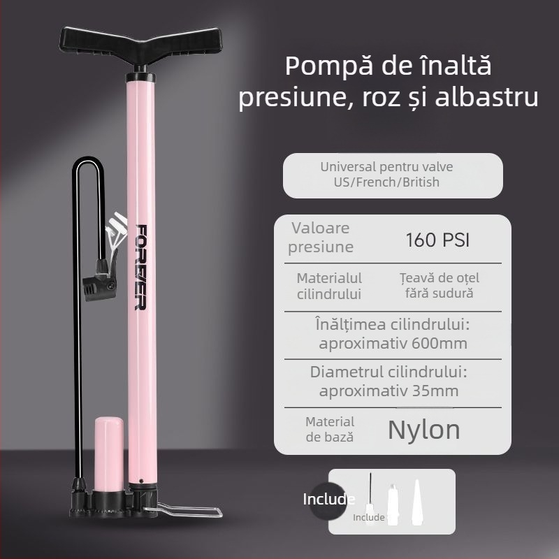Pompa manuală de umflat pentru bicicletă și baschet – utilizare casnică, compatibilitate universală
