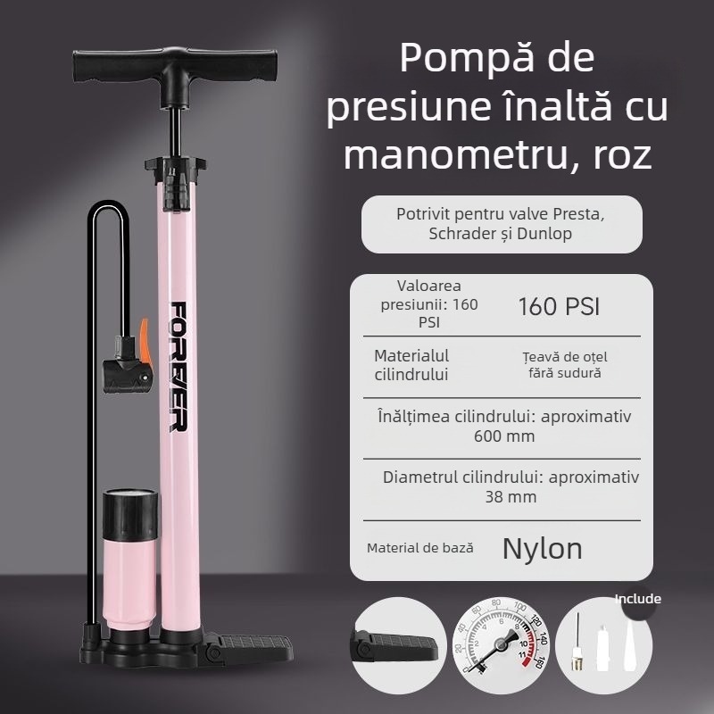Pompa manuală de umflat pentru bicicletă și baschet – utilizare casnică, compatibilitate universală