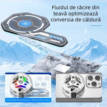 Radiator pentru telefon mobil cu placă magnetică NdFeB și bandă termoconductivă dublu-adezivă, aliaj de aluminiu, 19 g, model J01