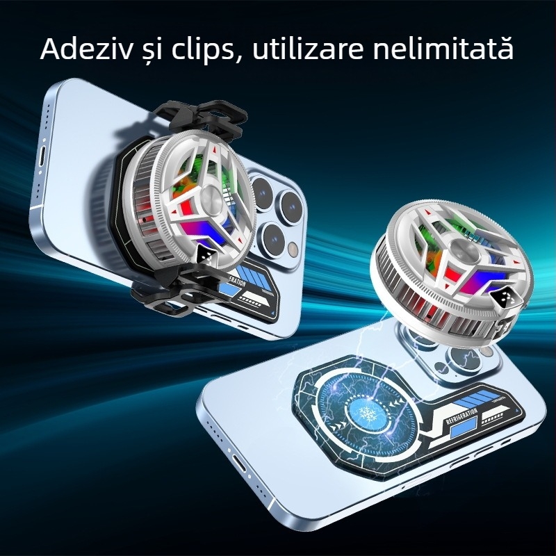 Radiator pentru telefon mobil cu placă magnetică NdFeB și bandă termoconductivă dublu-adezivă, aliaj de aluminiu, 19 g, model J01
