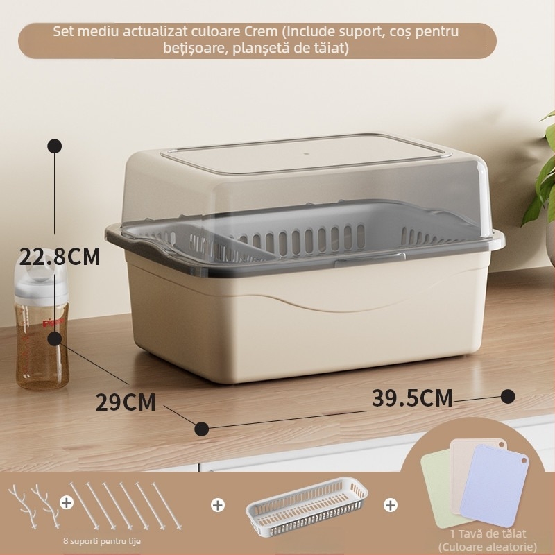 Cutie de depozitare pentru accesorii de hrănire pentru bebeluși cu capac, compartiment dublu pentru depozitarea laptelui praf, marca Xiong zhecha, depozitare pentru ustensile de curățare, organizare bucătărie