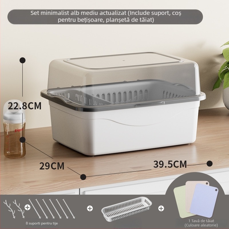 Cutie de depozitare pentru accesorii de hrănire pentru bebeluși cu capac, compartiment dublu pentru depozitarea laptelui praf, marca Xiong zhecha, depozitare pentru ustensile de curățare, organizare bucătărie