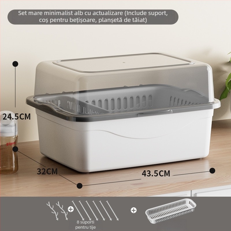 Cutie de depozitare pentru accesorii de hrănire pentru bebeluși cu capac, compartiment dublu pentru depozitarea laptelui praf, marca Xiong zhecha, depozitare pentru ustensile de curățare, organizare bucătărie