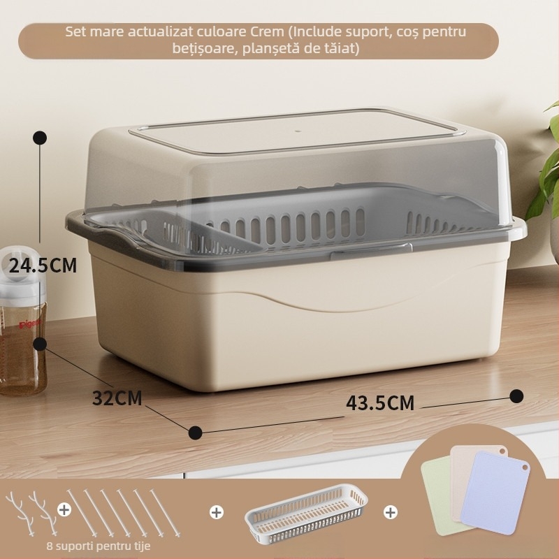 Cutie de depozitare pentru accesorii de hrănire pentru bebeluși cu capac, compartiment dublu pentru depozitarea laptelui praf, marca Xiong zhecha, depozitare pentru ustensile de curățare, organizare bucătărie