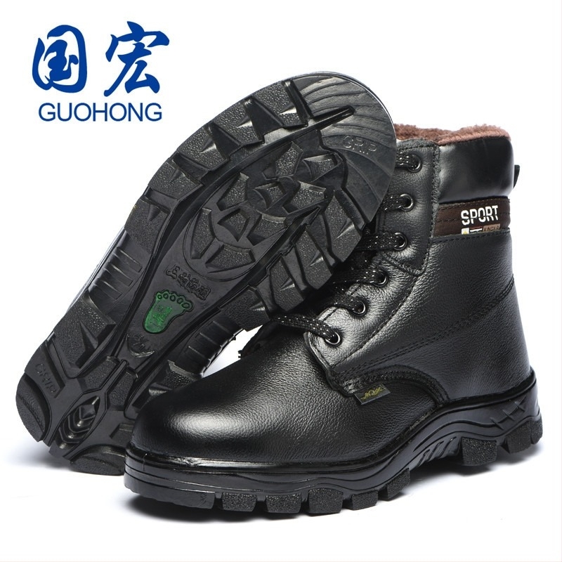 Guohong Bocanci de lucru din piele, înalți, cu vârf din oțel – protecție anti-perforație și impact