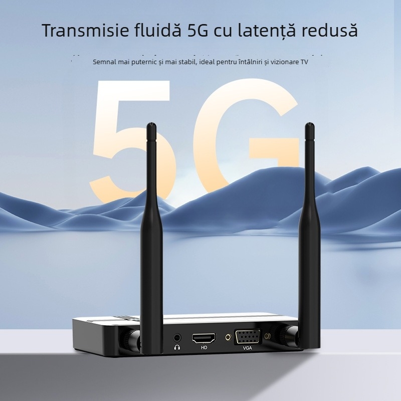 Extender wireless pentru proiecția ecran HD+VGA, rază 50 m, 1080P, compatibil Windows, model GT-HDVGAWL50-V3