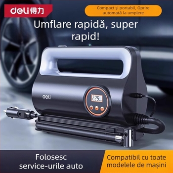 Pompa portabilă electrică pentru pneuri auto, 12V, 100W, afișaj digital, 30 L/min, umflare rapidă