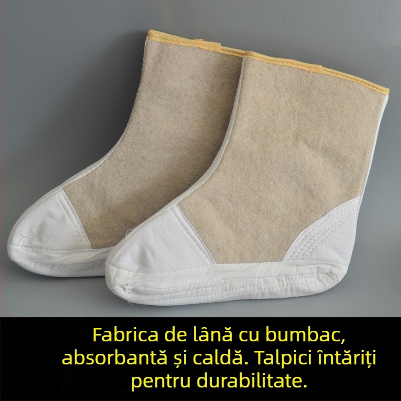 Șosete din lână de filț pentru căldură, protecție împotriva frigului — Material: lână de filț; Tip: Păstrează căldura; Funcție: Ține frigul afară
