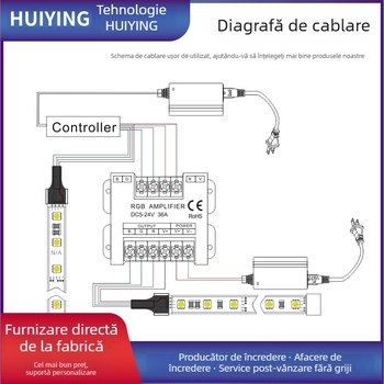 Amplificator RGB în carcasă metalică, 5–24V, terminal cu șurub blocabil, IP20, controller LED