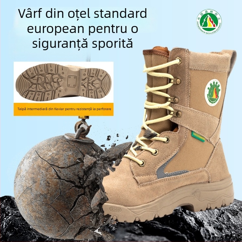 Cizme de pompieri forestiere, cizme de intervenție rezistente la foc, antișoc și perforare, rezistente la uzură, încălțăminte de salvare