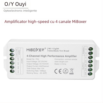 Amplificator/controler RGBW pentru iluminat LED OY-PA4, 12–24V, control RF, IP68, rază până la 30 m, interfață cu borne