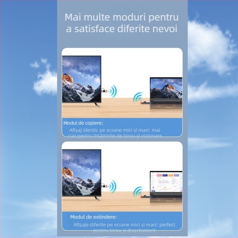 Transmițător și receptor HDTV wireless pentru calculator, rază de 50 m, 1080p, oglindire a ecranului fără fir