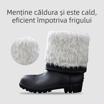 Cizme de ploaie de iarnă din PVC, căptușite, cu vârf din oțel și placă de oțel, anti-perforație, anti-șoc, antiderapante