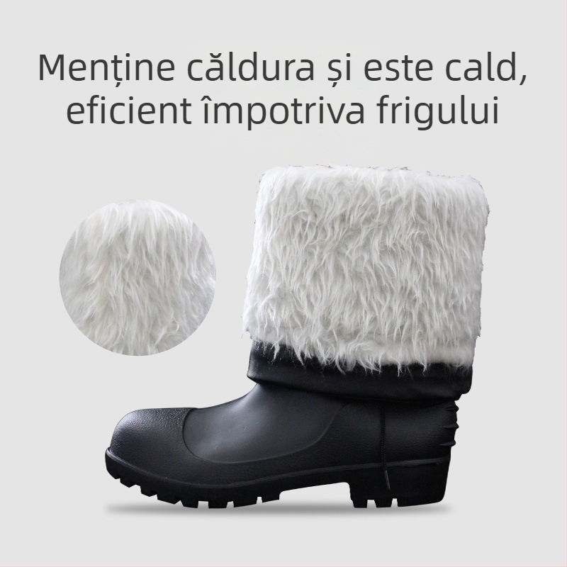 Cizme de ploaie de iarnă din PVC, căptușite, cu vârf din oțel și placă de oțel, anti-perforație, anti-șoc, antiderapante
