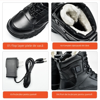 Cizme din piele cu încălzire electrică, protecție anti-perforație și izolație ignifugă