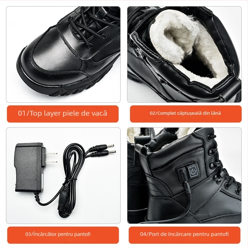 Cizme din piele cu încălzire electrică, protecție anti-perforație și izolație ignifugă