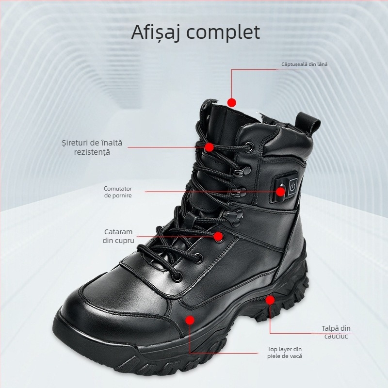 Cizme din piele cu încălzire electrică, protecție anti-perforație și izolație ignifugă