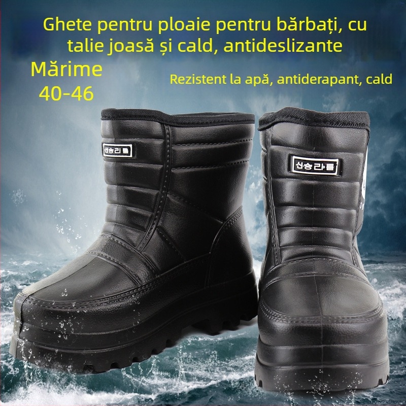 Ghete de ploaie pentru bărbați, iarnă, căptușite cu fleece și spumă, antiaderente, încălzite, pentru acvacultură și pescuit