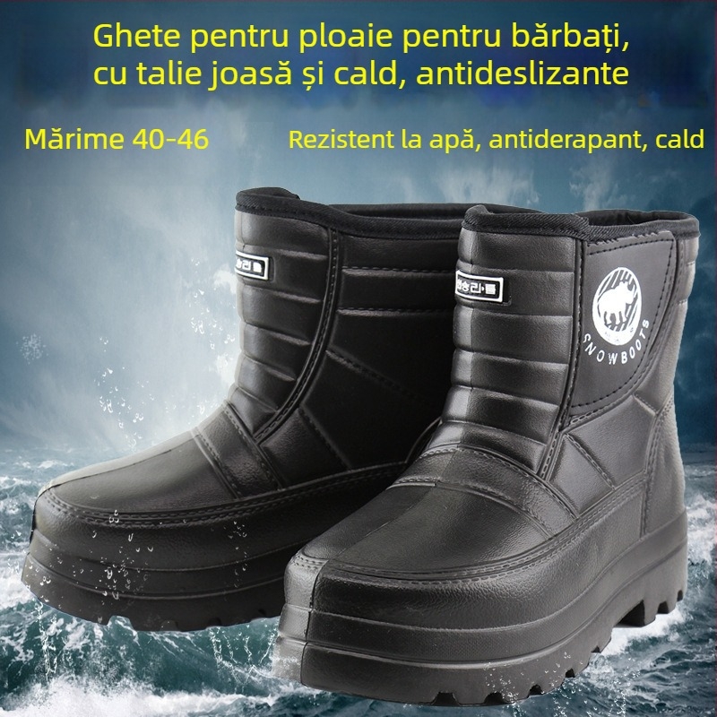 Ghete de ploaie pentru bărbați, iarnă, căptușite cu fleece și spumă, antiaderente, încălzite, pentru acvacultură și pescuit