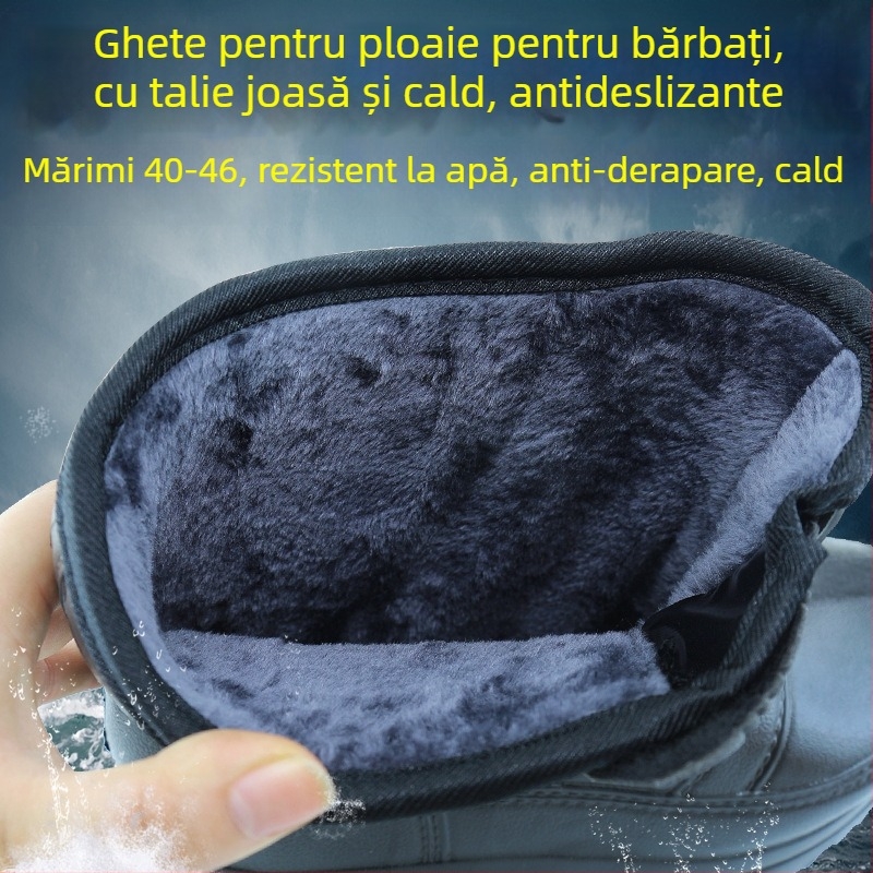 Ghete de ploaie pentru bărbați, iarnă, căptușite cu fleece și spumă, antiaderente, încălzite, pentru acvacultură și pescuit