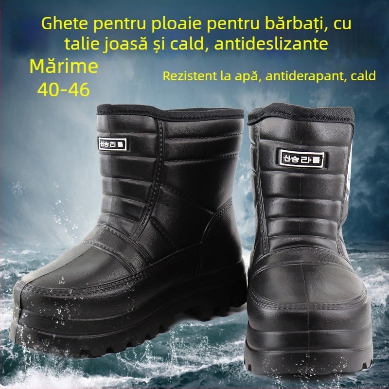 Ghete de ploaie pentru bărbați, iarnă, căptușite cu fleece și spumă, antiaderente, încălzite, pentru acvacultură și pescuit