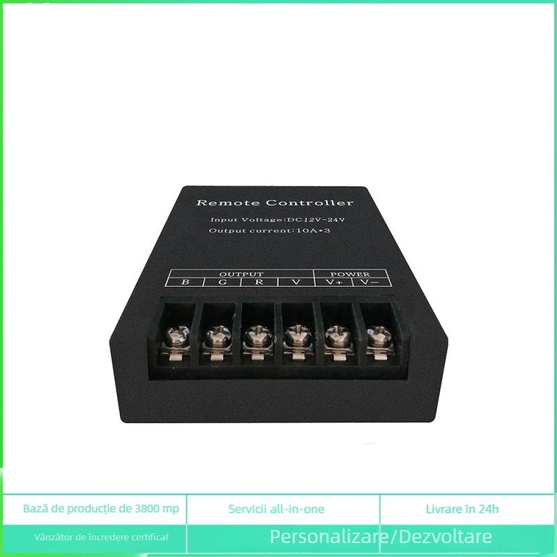 Amplificator de semnal RGB LED pentru bandă, carcasă din metal, 5–24V, IP20, terminal cu șuruburi, control prin controller