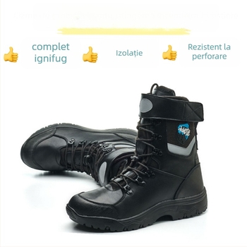 Ghete de protecție pentru pompieri forestieri, Tip 19, rezistente la foc, izolație termică, anti-perforație, anti-alunecare; Material: piele de vită + țesătură aramidă ignifugă