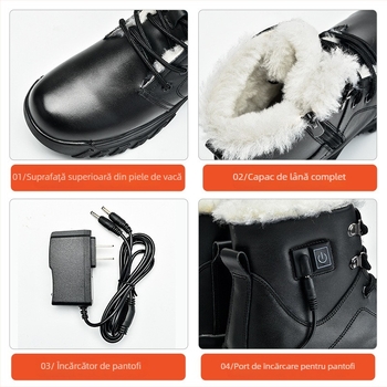 Cizme de protecție din piele, antiderapante și calde, Shield god king