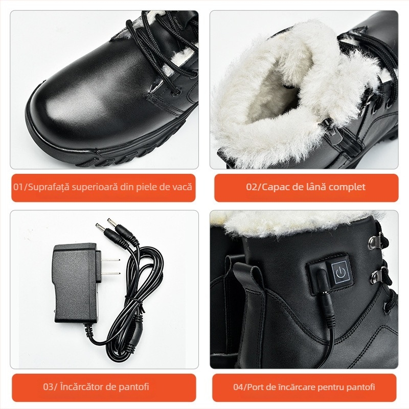 Cizme de protecție din piele, antiderapante și calde, Shield god king