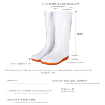 Ghete de ploaie pentru industria alimentară, gambă înaltă, PVC, talpă din tendon de vițel, antiaderente, branț textile