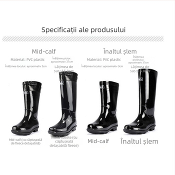 Cizme de ploaie PVC înalte, antiderapante și rezistente la uzură, cu design mid-calf (Origin Shanghai; Brand Back force; Material PVC)