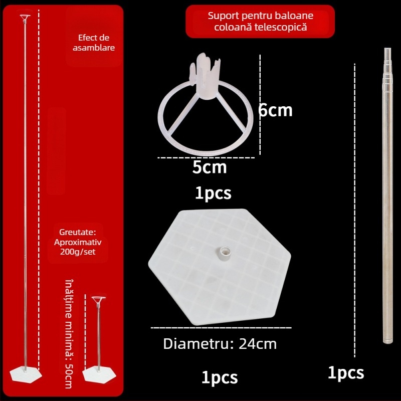 Coloană telescopică pentru baloane din plastic, pentru exterior — bază KT board, Caisheng