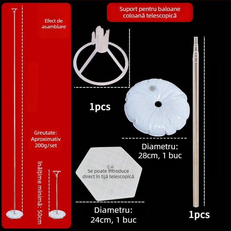 Coloană telescopică pentru baloane din plastic, pentru exterior — bază KT board, Caisheng